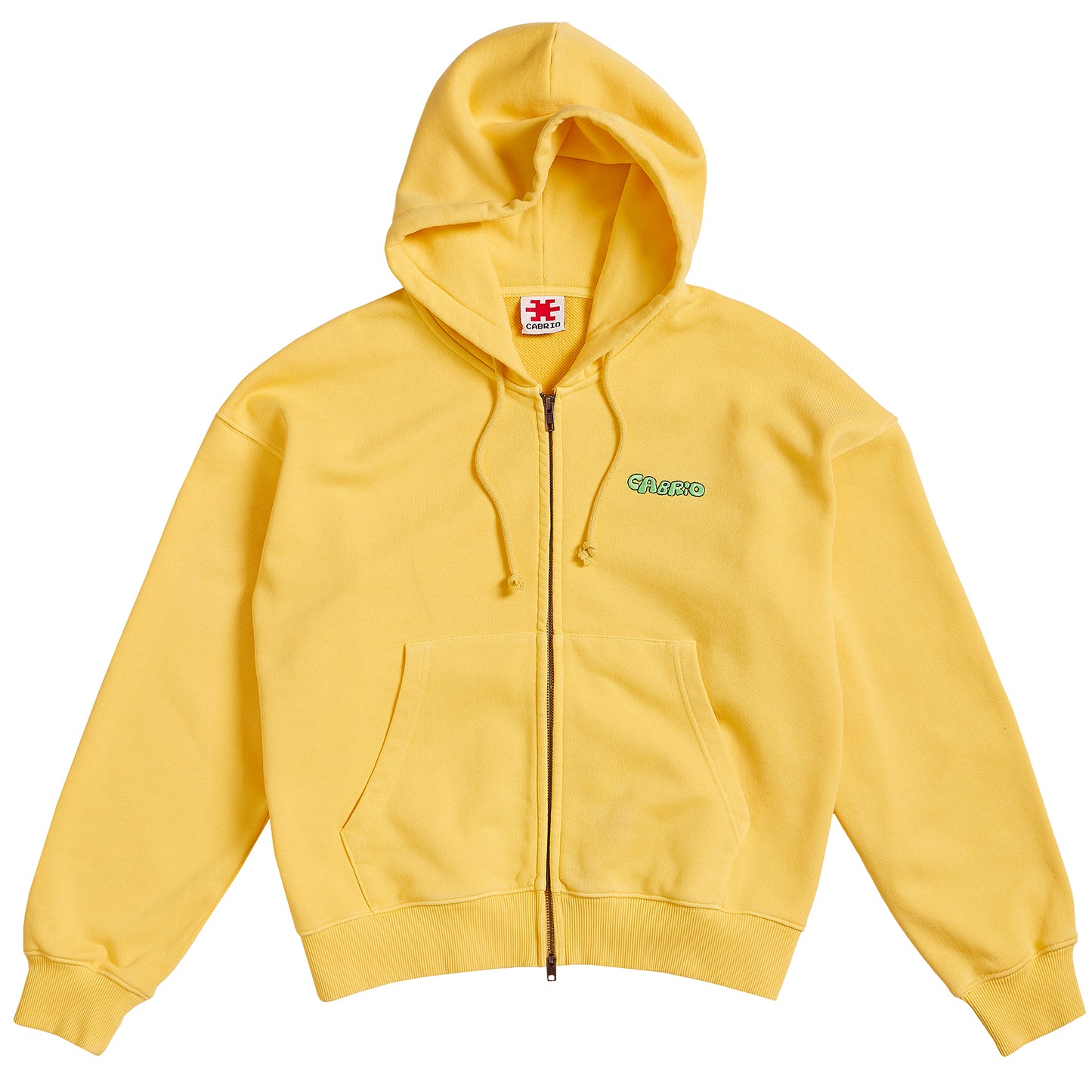 Yellow Garment Dye Zip Up Hoodie