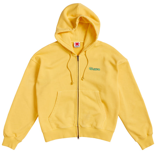 Yellow Garment Dye Zip Up Hoodie