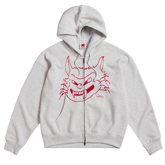 Da Cat Zip Hoodie Grey Melange