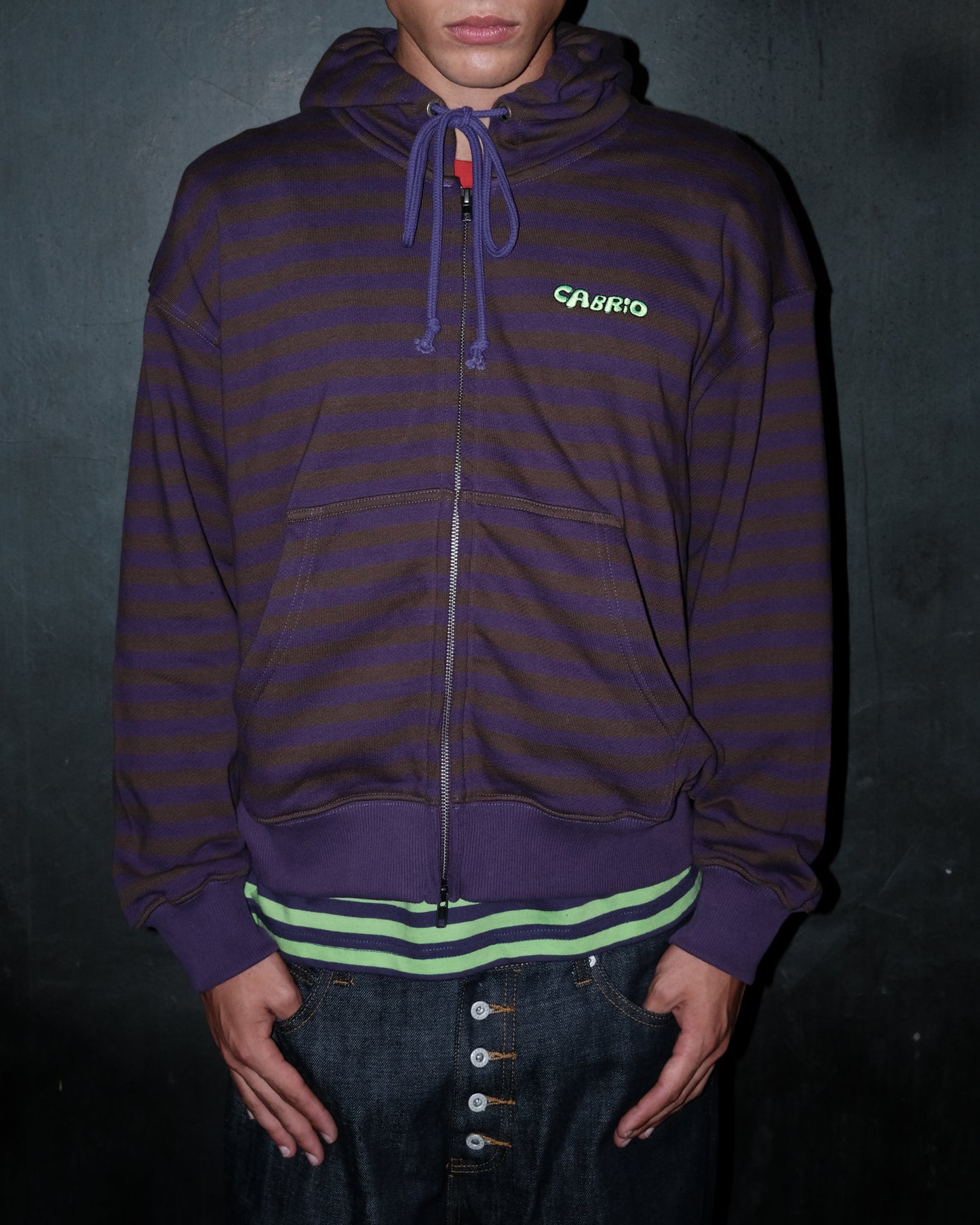 Jacquard Stripes Zip Up Hoodie