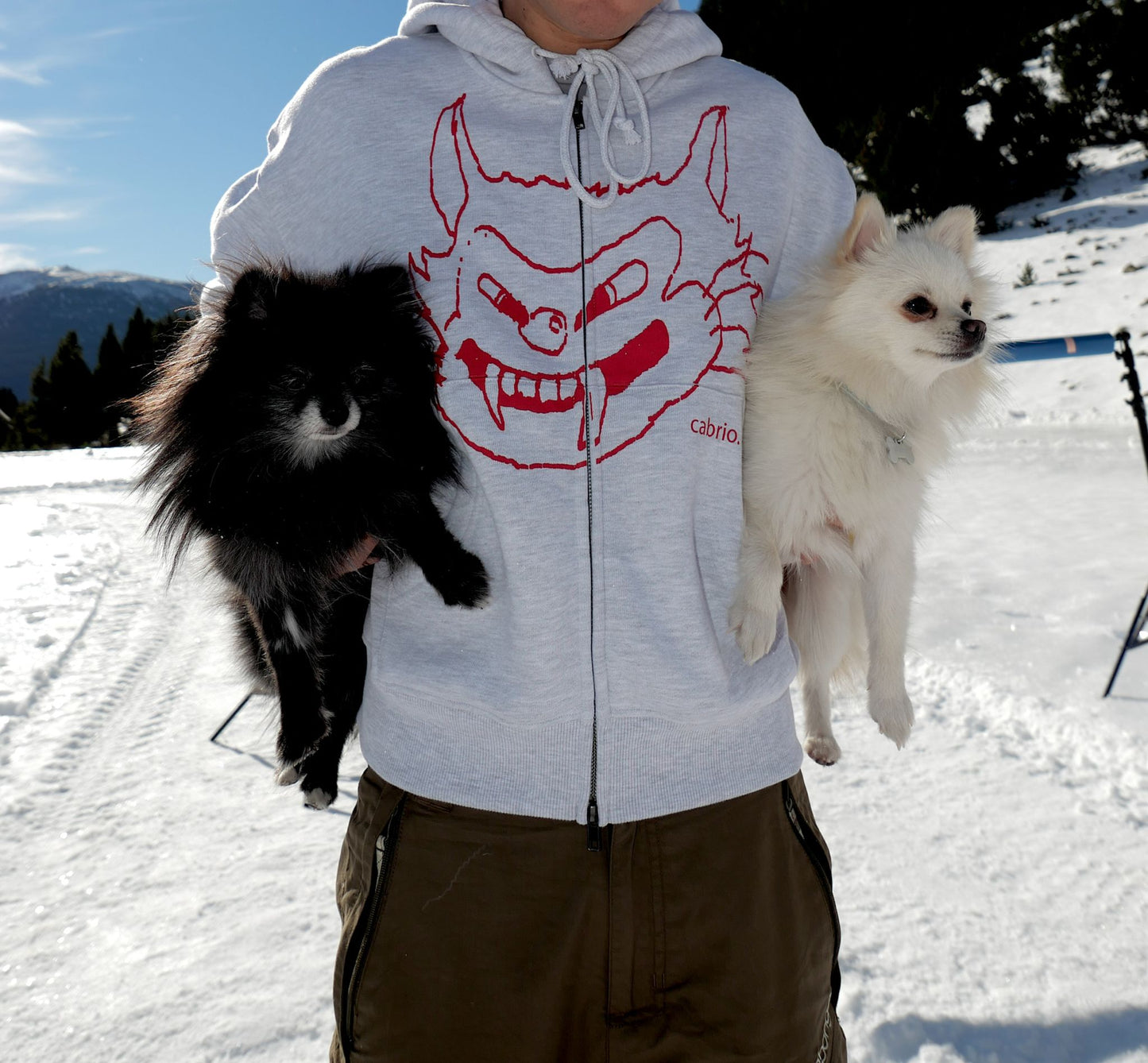 Da Cat Zip Hoodie Grey Melange